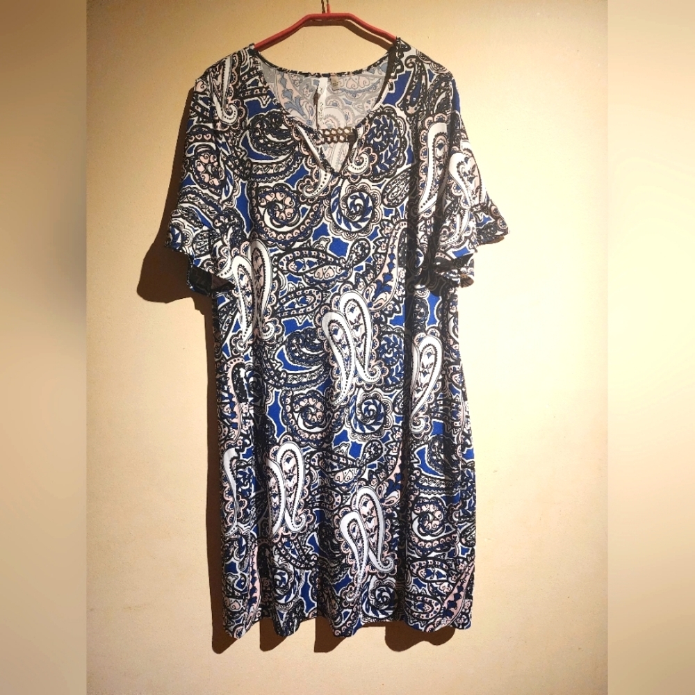 Women's Pluse Size, 1X Paisley Print Dress